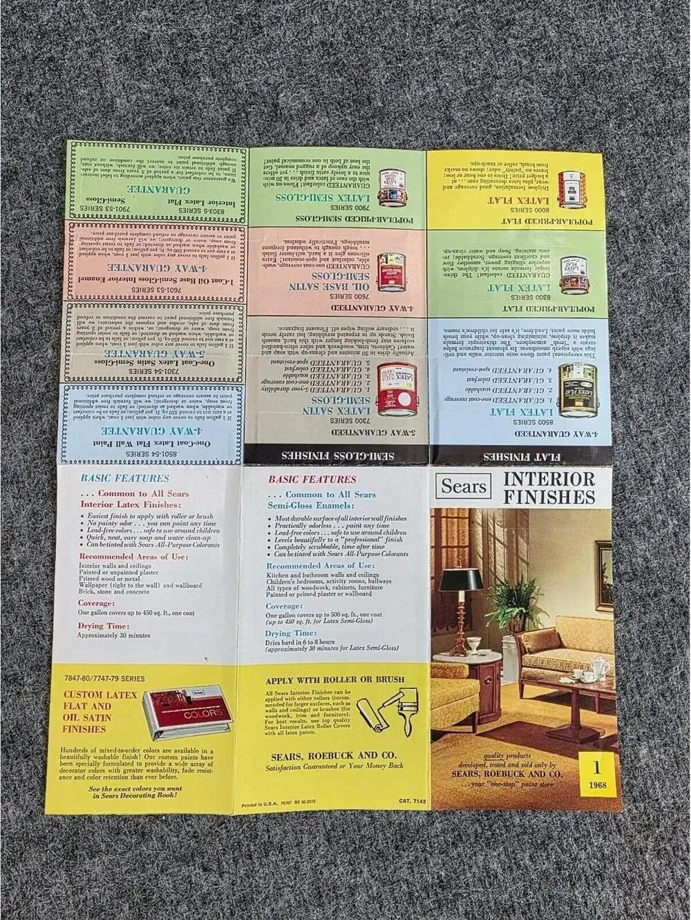 1968 Sears Interior Finishes Paint Brochure Vintage Color Chart
